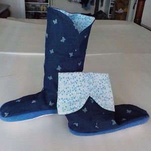 NEW Fabric Tall & Short Non-Slip Slippers NWOT